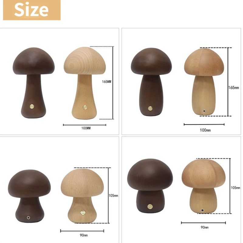 LED Wooden Mushroom Night Light