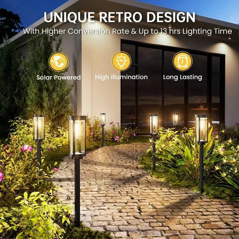 Unique Retro Design Outdoor Solar Pathway Lights Outdoor!