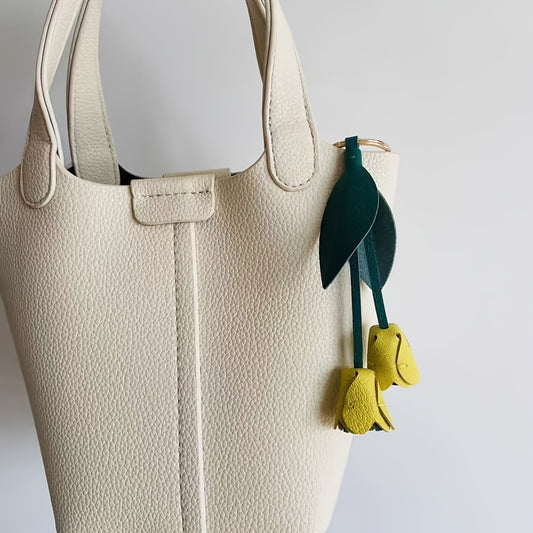 Tulip Pendant Faux Leather Keychain